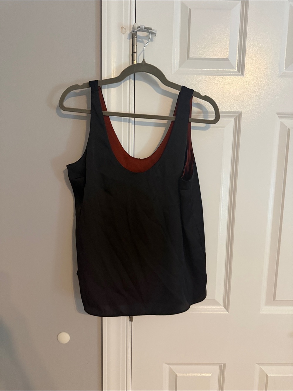 Express Black & Burnt Orange Reversible Satin Tank